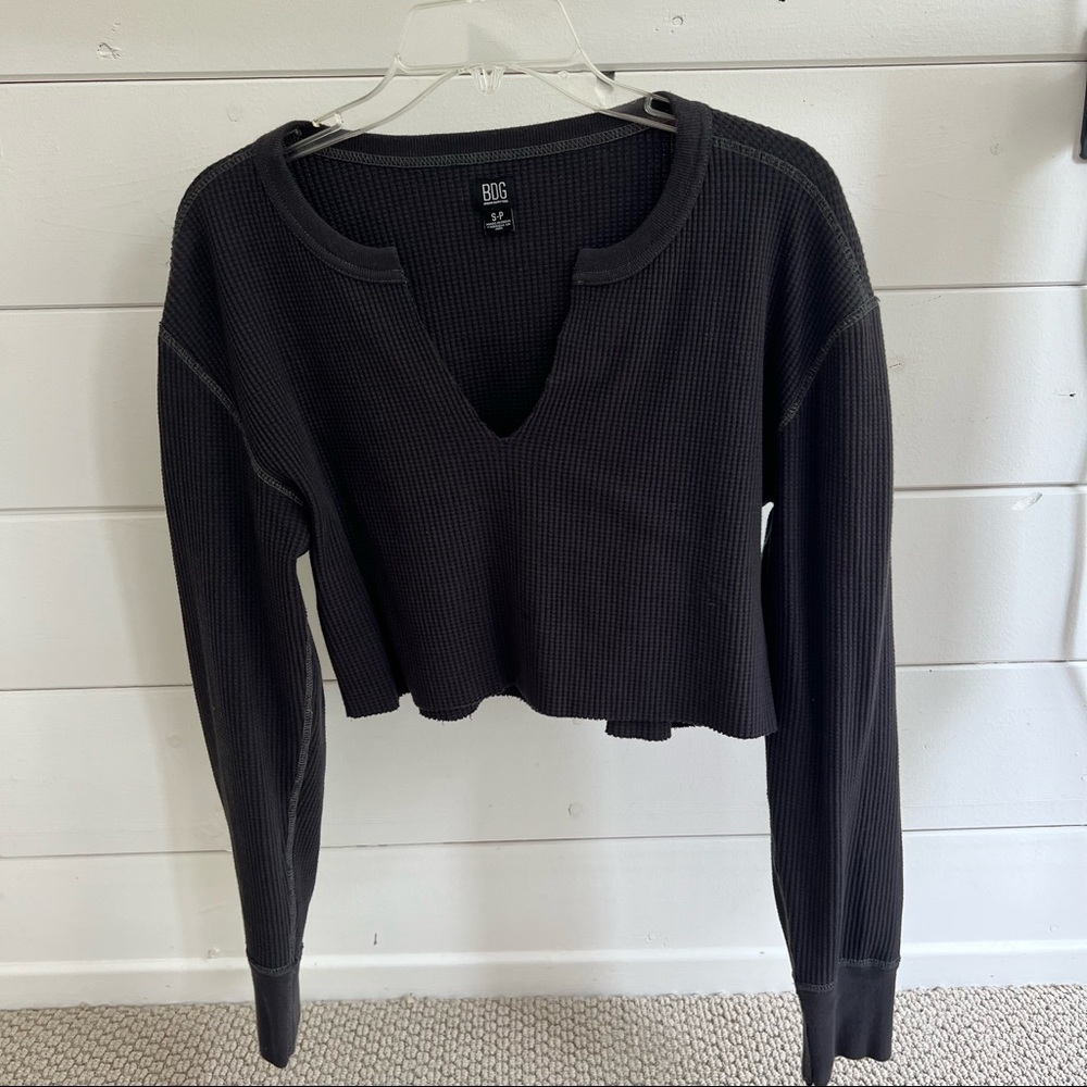 UO Waffle Long Sleeve Crop
